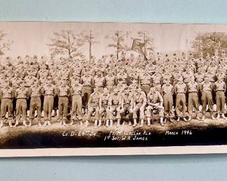 Vintage Panoramic Photograph of Company D, 24th Infantry, taken at Fort McClellan, Alabama, in March 1946