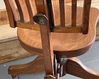 Antique Oak Swivel Desk Chair 