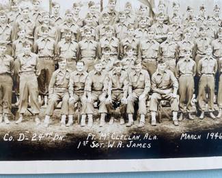 Vintage Panoramic Photograph of Company D, 24th Infantry, taken at Fort McClellan, Alabama, in March 1946