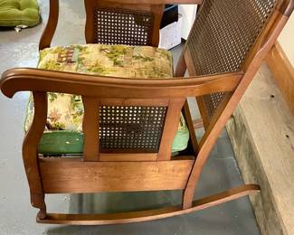 Antique Spring-Bottom, Cane-Back/Sides Rocking Chair 