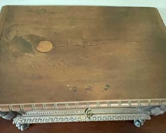 ANTIQUE ITALIAN CARVED WOOD JEWELRY CASKET TABLE CHEST