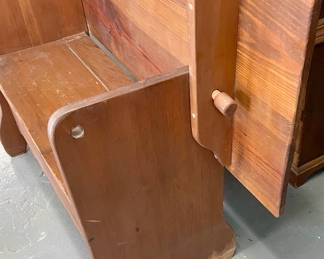 RUSTIC PINE MONK'S BENCH/FLIP-TOP TABLE W/STORAGE