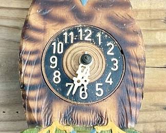 ANTIQUE MINIATURE OWL CLOCK - AS-IS