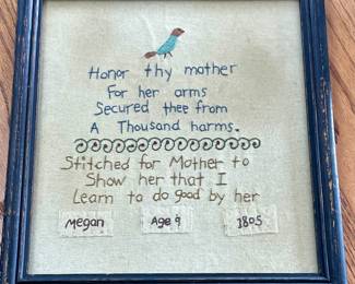FRAMED ANTIQUE STYLE 1805 EMBROIDERY SAMPLER
