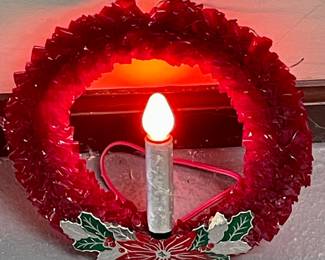 PAIR VINTAGE 40s/50s ROYAL CELLOPHANE CANDLE WREATHS, ORIG BOX