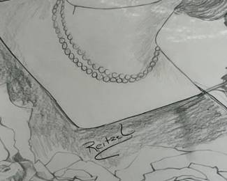 FRAMED PENCIL/CHARCOAL DRAWING by "REITZEL"/"RICHARD HACKETT"