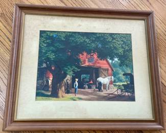 VINTAGE FRAMED BARN PRINT by PAUL DETLEFSEN