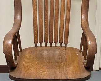 Antique Oak Arrow-Back Swivel Chair