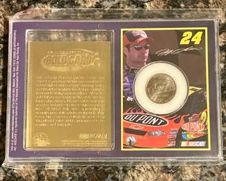 2003 Jeff Gordon NASCAR 4x Winston Cup Champion 23kt Gold Plated Trading Card and Commemorative Coin Set issued by The Merrick Mint