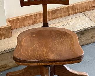 Antique Oak Swivel Desk Chair 