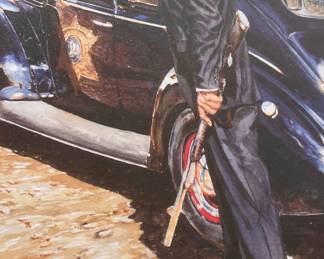 FRAMED "THUNDER ROAD" (JUNIOR JOHNSON MOONSHINE SERIES) by JEFF JAKUP (SIGNED), AUTOGRAPHED by SHERIFF GERALD HEGE