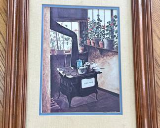 FRAMED WOOD STOVE PRINT