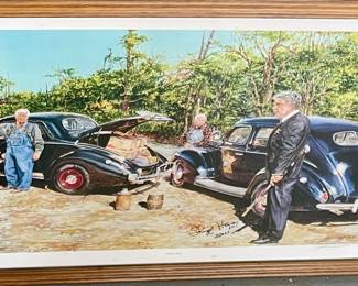 FRAMED "THUNDER ROAD" (JUNIOR JOHNSON MOONSHINE SERIES) by JEFF JAKUP (SIGNED), AUTOGRAPHED by SHERIFF GERALD HEGE
