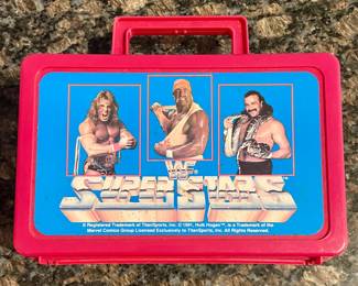 Vintage 1991 WWF Superstars Plastic Lunchbox and Pencil Case - Excellent Condition 