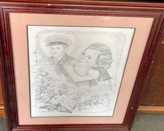 FRAMED PENCIL/CHARCOAL DRAWING by "REITZEL"/"RICHARD HACKETT"