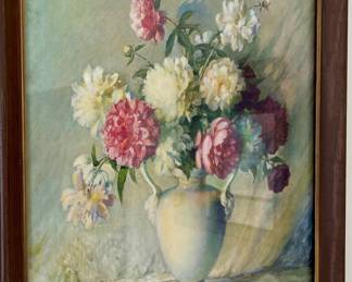 ANTIQUE FRAMED "BLOOMING BEAUTIES" by CARLE J. BLENNER