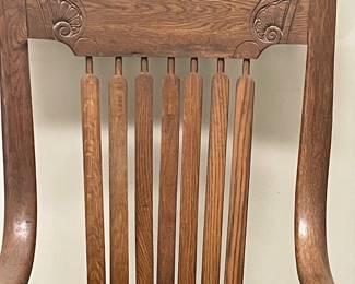 Antique Oak Arrow-Back Swivel Chair