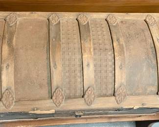 ANTIQUE CAMELBACK STEAMER TRUNK