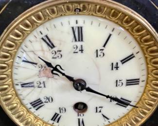 ANTIQUE FRENCH, BLACK MARBLE, 8-DAY MANTLE CLOCK - NO CHIMES