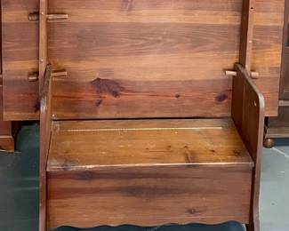 RUSTIC PINE MONK'S BENCH/FLIP-TOP TABLE W/STORAGE