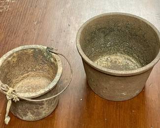 ANTIQUE CAST IRON GLUE POT SET 