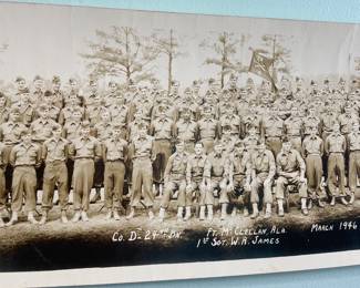 Vintage Panoramic Photograph of Company D, 24th Infantry, taken at Fort McClellan, Alabama, in March 1946
