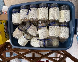 Jars used for table decor for a wedding