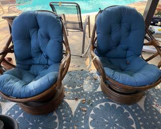 Rattan swivel chairs
