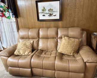Leather reclining sofa
