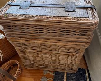 Vintage Wicker and Wood Storage Trunk