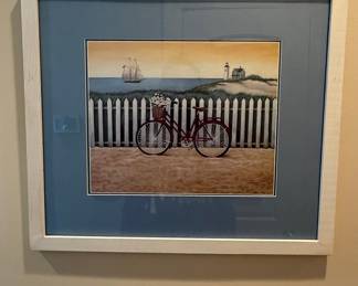 Cycle to the Beach by Lowell Herrero Framed Print