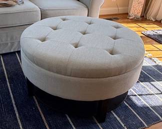Round Tufted Storage Ottoman
