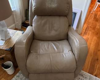Contemporary Taupe Leather Recliner