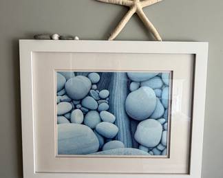 Coastal Pebble Photography Print in White Frame