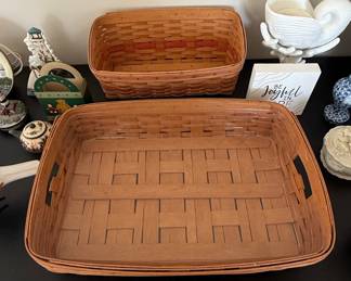 Longaberger Woven Wood Baskets - Serving Tray and Storage Basket