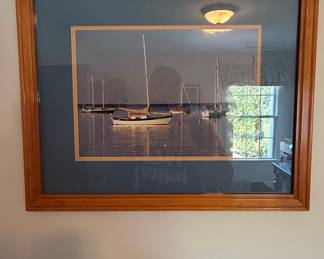 Sailboats in Rockland Harbor Art Print by Alan Claude