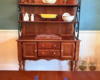 Farmhouse Style Hutch with Wrought Iron Accents