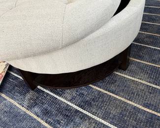 Round Tufted Storage Ottoman with Open Shelf Base