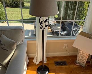 Wrought Iron Leaf Motif Floor Lamp with Organic Design