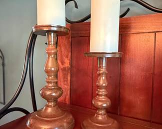 Turned Wood Pillar Candle Holders