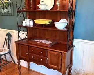 Farmhouse Style Hutch with Wrought Iron Accents