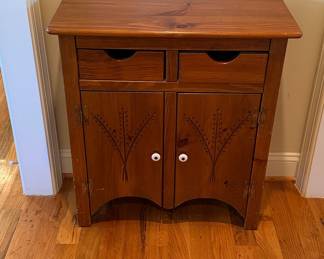 Antique Primitive Hutch Cupboard with Hand-carved Wheat