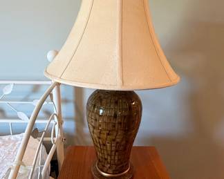 Glazed Ceramic Basket-Weave Table Lamp