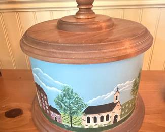 Hand-Painted Wooden Bandbox