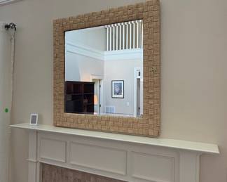 Woven Jute Rope Wall Mirror with Star Accents