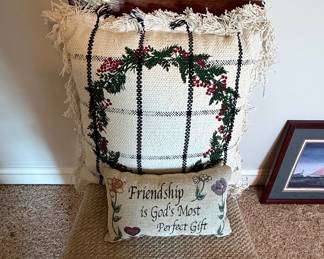 Vintage Christmas Holiday Tapestry Throw Pillows (Set of 2)