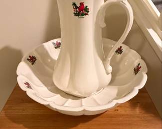 Vintage Cardinal Wash Basin and Pitcher Set