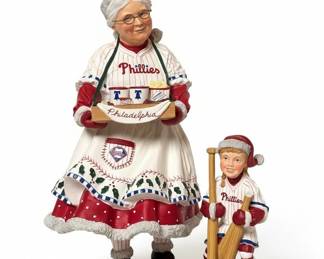 Danbury Mint Philadelphia Phillies Mrs. Claus and Elf Figurine