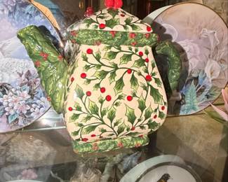 Pacific Rim English Holly Handpainted Teapot