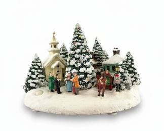 Vintage Christmas Village Musical Scene with Carolers and Carriage
